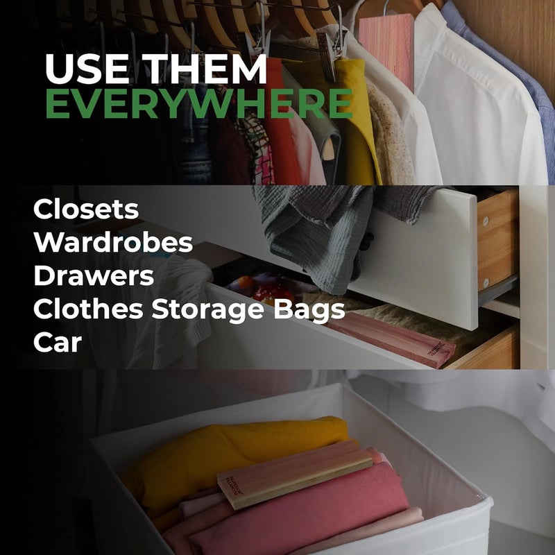 Professor Killamoth Cedar Blocks for Clothes Storage – Stop Clothes Damage - 10 Fresh Cedar Planks and Hangers to Protect Your Clothes - Image 3